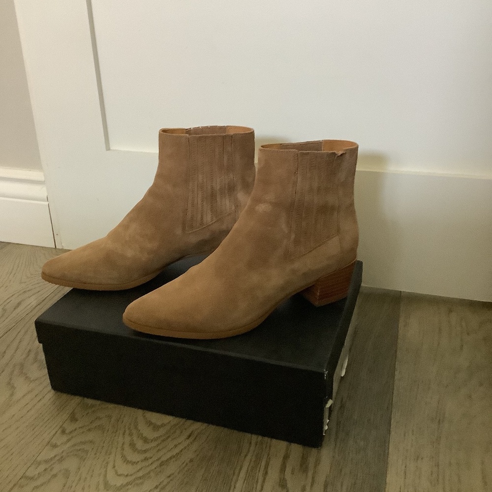 Women's Suede Ankle Boot in Light Brown - Classic Chelsea Style